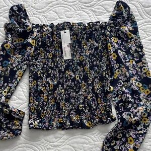 cupcakes & cashmere Multicolor Floral Smocked Blouse off the shoulder